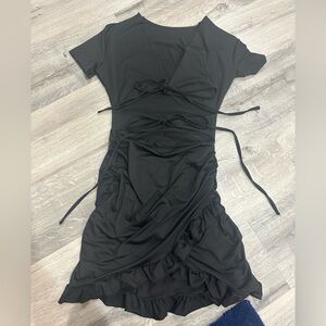 Black Wrap Mini Dress